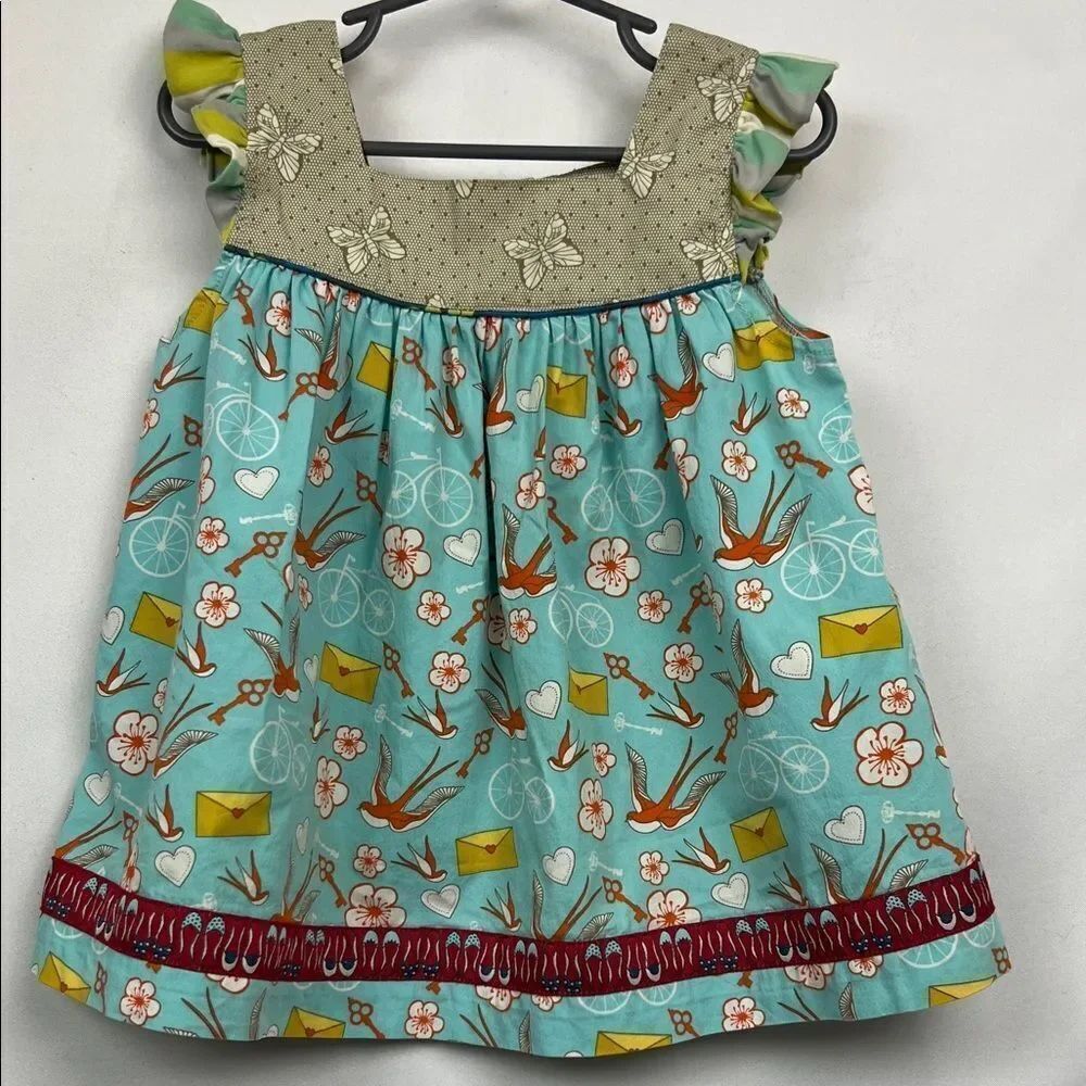 Matilda Jane Bird and butterfly print peasant tunic dress/top size 4
